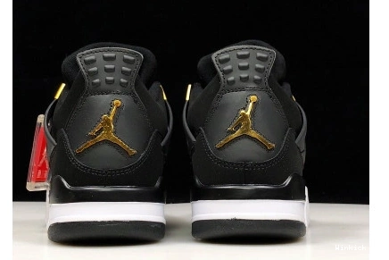 “ROYALTY” MENS JORDAN METALLIC GOLD-WHITE AIR 4 BLACK 1113